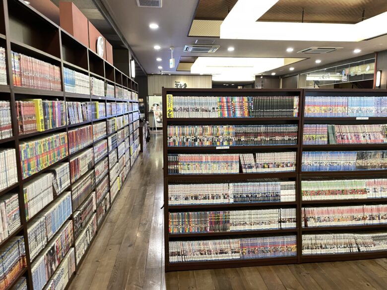 Manga corner next to the dining area