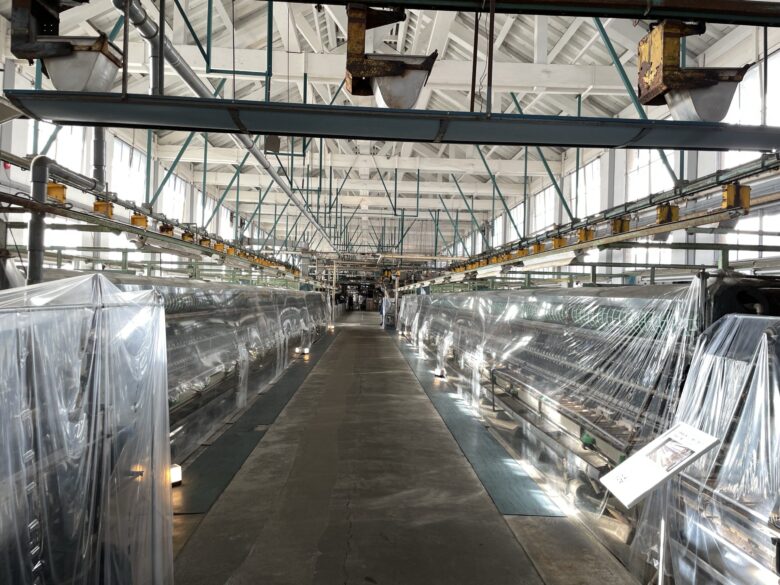 Interior of the silk-reeling plant