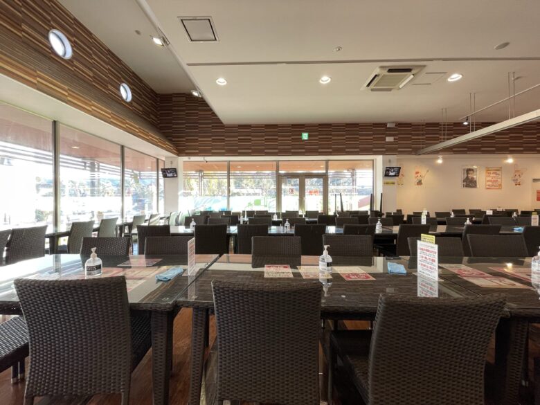 Seating area with tables