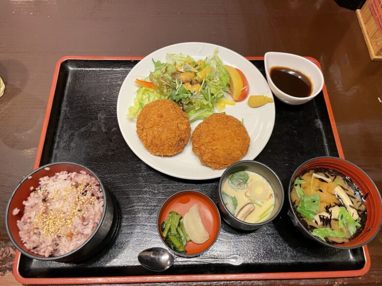 Okinawan Agu pork mince cutlet set meal