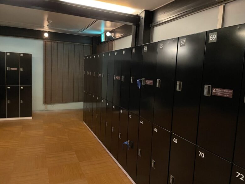 Office-style lockers in the changing room