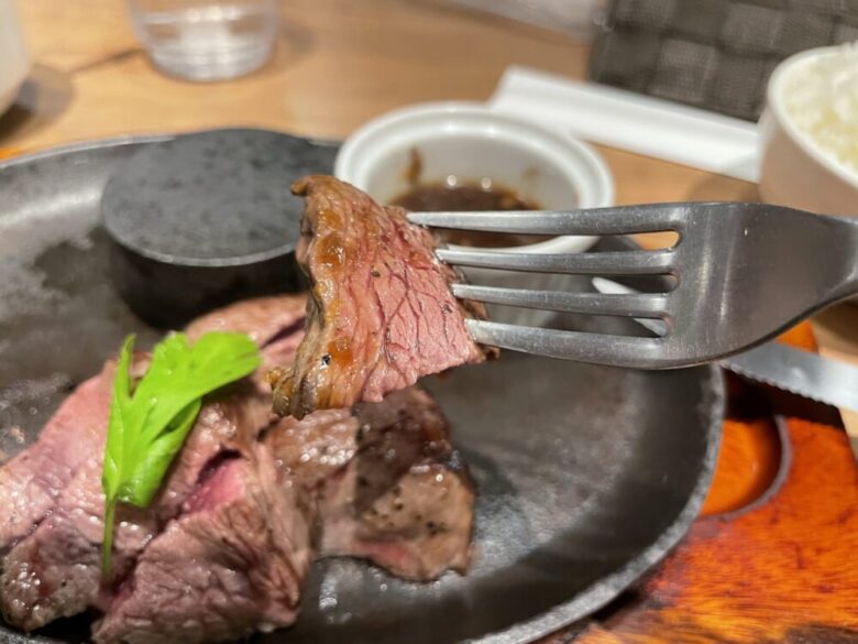 Finished venison steak