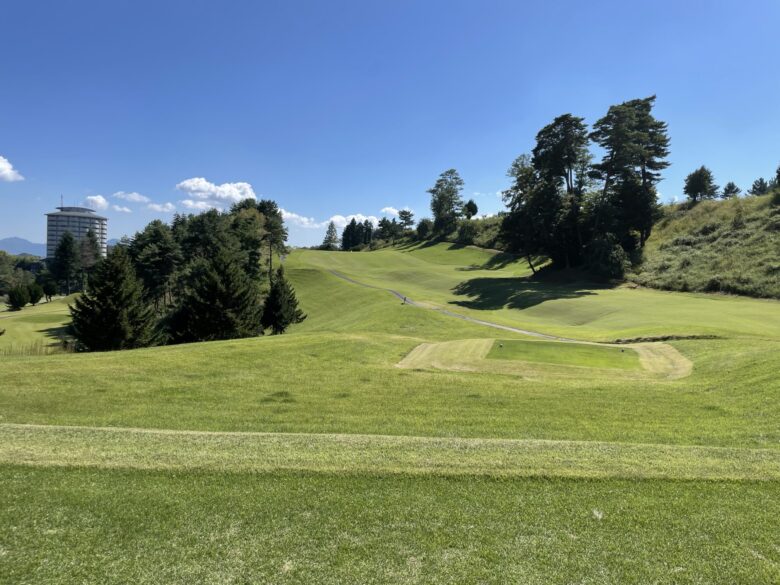 South hole 9 tee shot view
