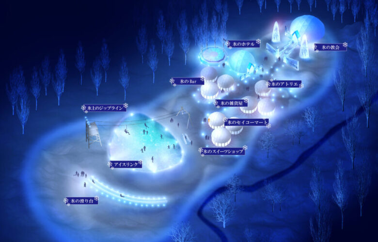 Ice Village at night