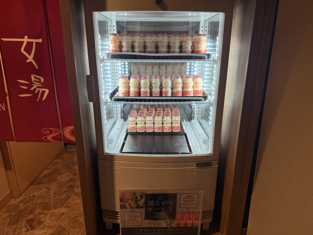 ドーミーイン高崎 無料サービスの朝の乳酸菌飲料(午前中限定)