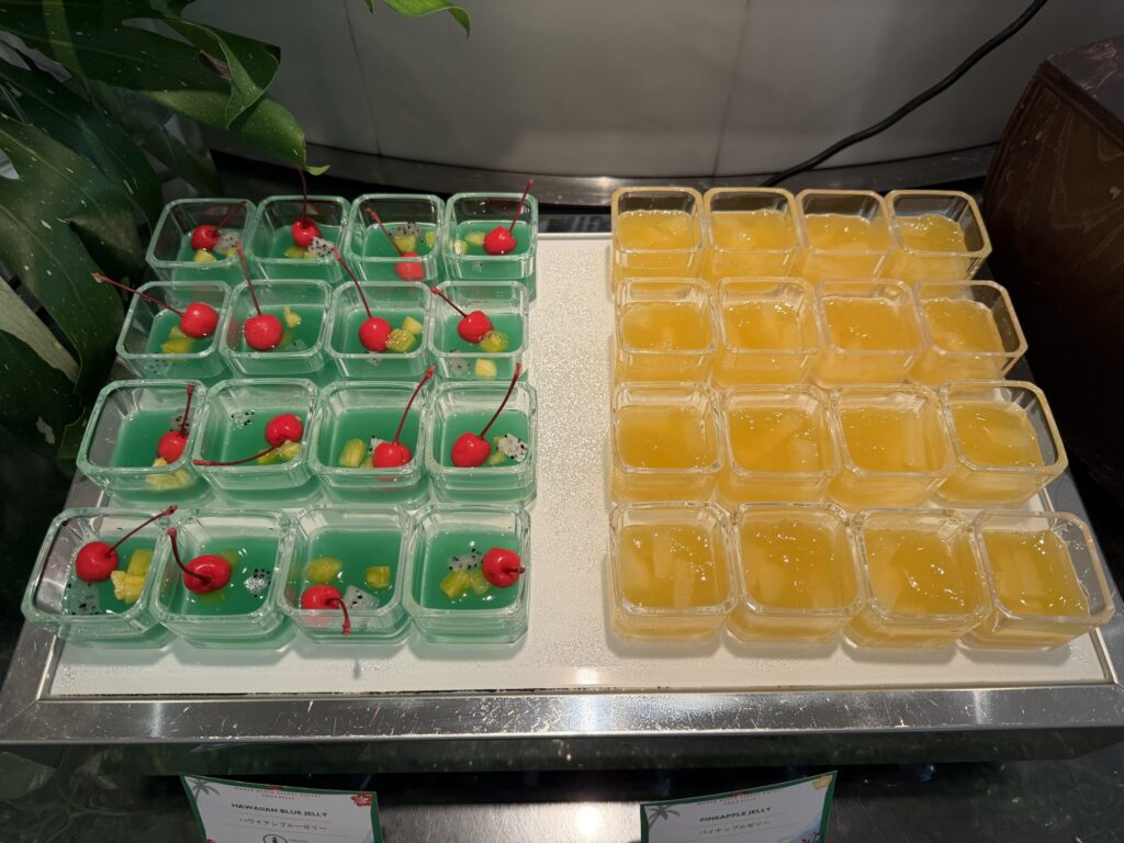 Colorful jelly and pudding desserts