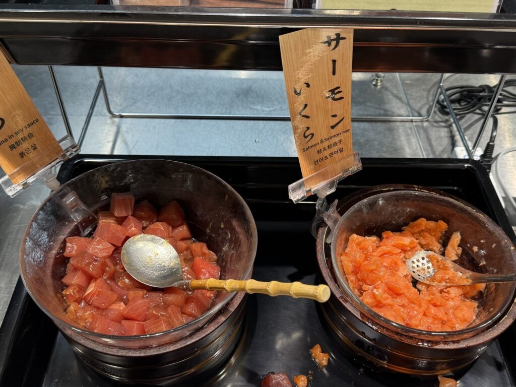 海鮮丼の薬味コーナー