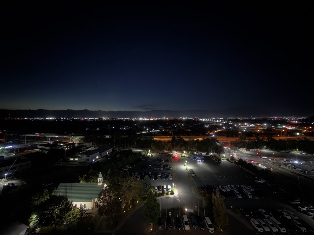 客室から見えた夜景